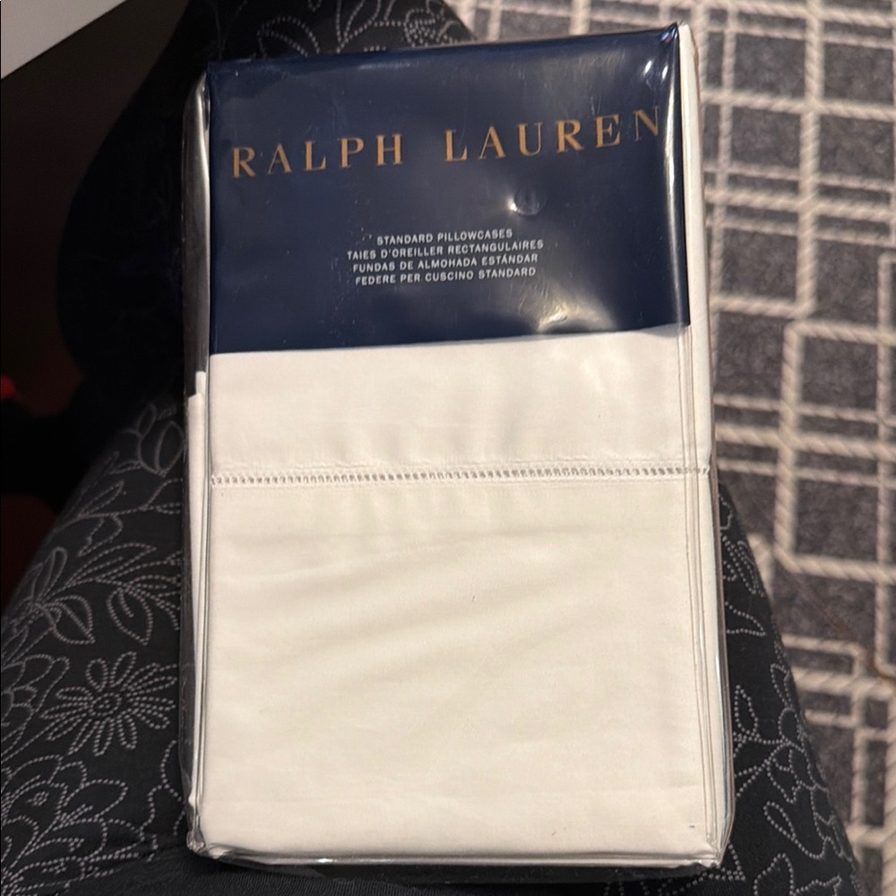 Ralph Lauren White Standard Pillowcase Set with Subtle Hemstitch